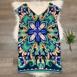 Maeve Floral Bird Shift Dress Crepe Bright Mini M